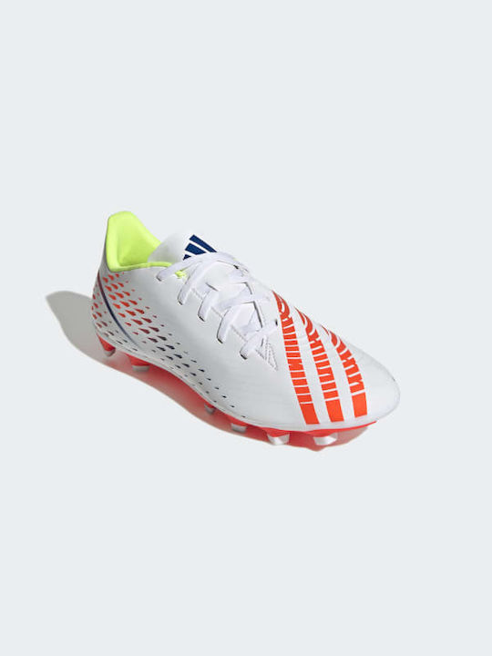 adidas Predator Edge.4 FxG Low Football Shoes with Cleats Cloud White / Solar Yellow / Power Blue