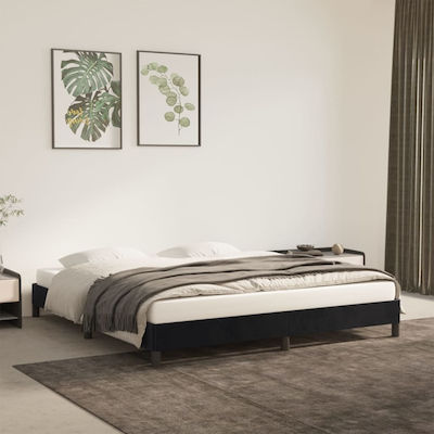 Bed Base Queen Size made of Wood Black 160x200x25cm