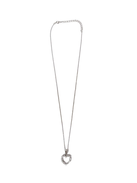 Prince Silvero Necklace with design Heart from Silver with Zircon