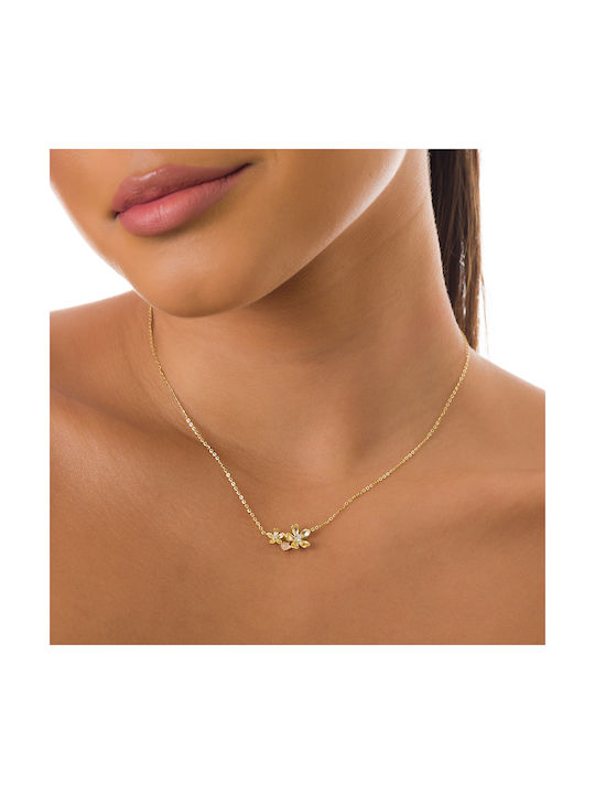 Oxzen Halskette mit Design Blume aus Vergoldet Silber