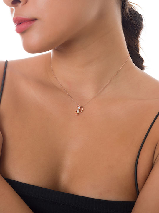 Oxzen from Pink Gold Plated Silver with Zircon
