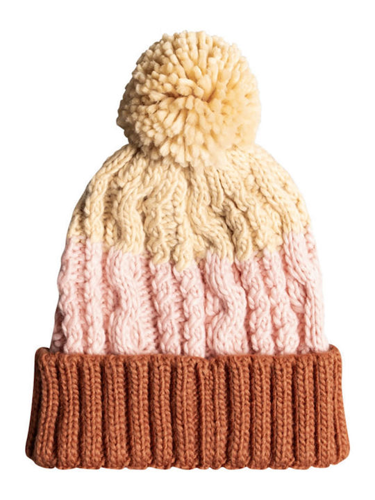 Roxy Pom Pom Beanie Γυναικείος Σκούφος με Πλεξούδες Baked Clay