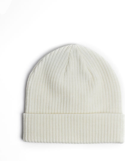 Beanie Unisex Beanie with Rib Knit in White color
