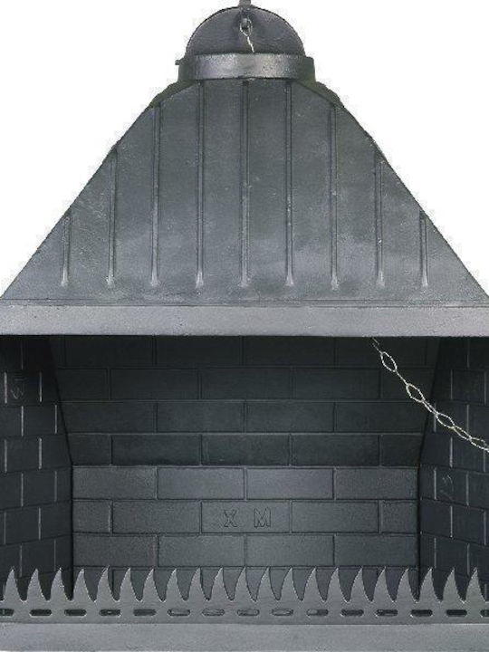 CHytiria Misailidi T-90 Flat Kamin Innenbereich mit Tür Gusseisen Gray 95x57x140cm