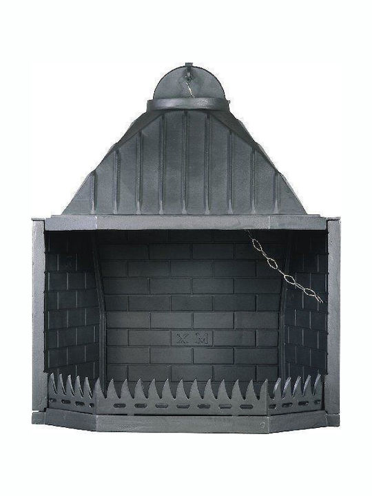 CHytiria Misailidi T-80 Prisma Kamin Innenbereich Offen Gusseisen Gray 89x48x105cm