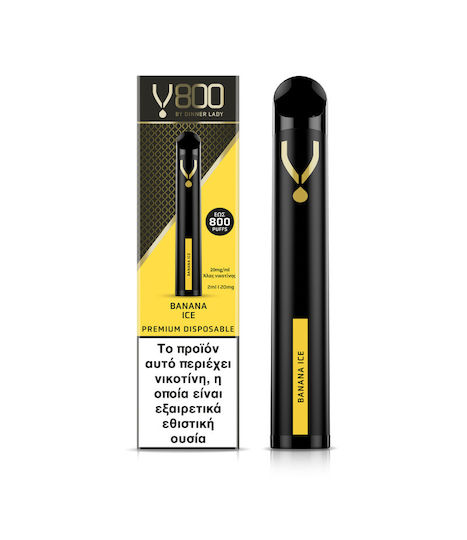 Dinner Lady V800 Einweg-E-Zigarette 800 Einweg-E-Zigaretten Banana Ice 2ml 20mg Schwarz