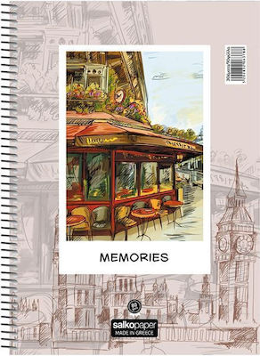 Salko Paper Spiral Notebook Ruled A4 120 Sheets 4 Subjects Memories 1pcs (Μiscellaneous Designs/Colors)