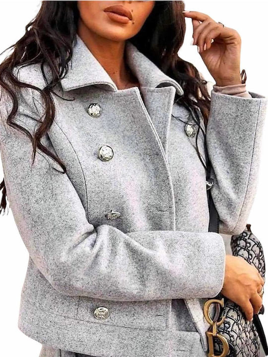 Gray Blazer with Gold Buttons