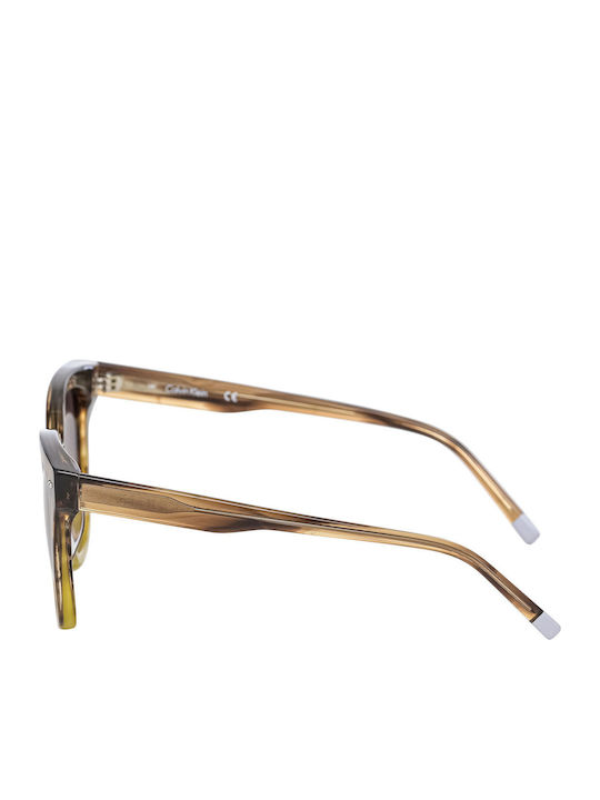 Calvin Klein Women's Sunglasses with Brown Plastic Frame and Brown Lens CK4359S 203