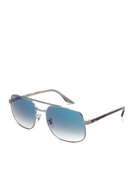 Ray Ban Unisex Sunglasses with Silver Metal Frame and Blue Gradient Lens