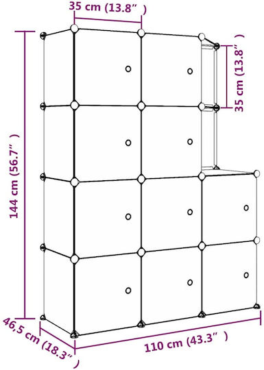 vidaXL Spielzeug Aufbewahrungssystem aus Kunststoff Weiß 110x46.5x144cm 10Stück