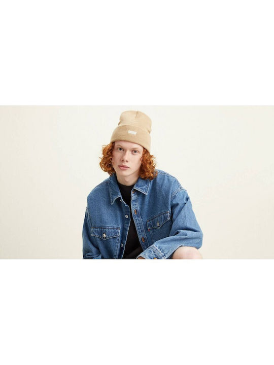 Levi's Beanie Feminin Căciulă cu Tricotaj Rib în culoarea Bej