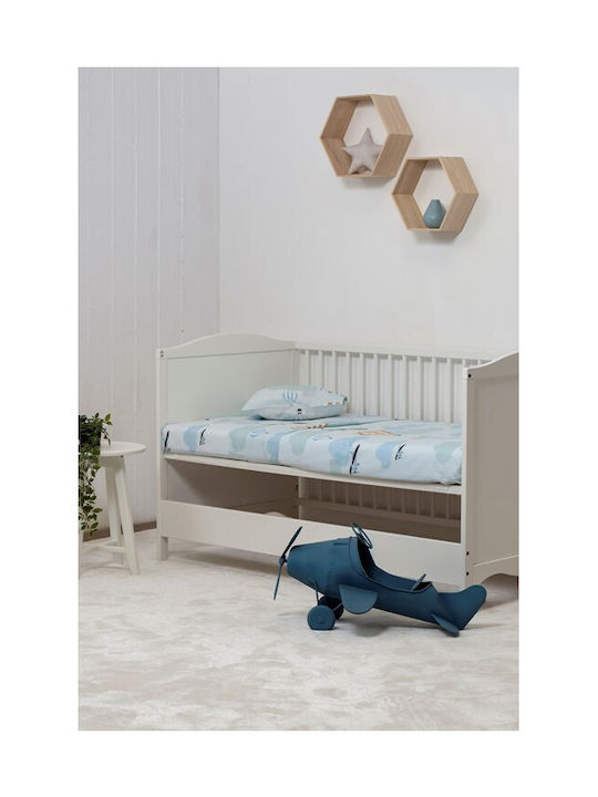 Naf Naf Little Ballons Baby Sheets Set Crib Cotton Light Blue 120x170cm 3pcs