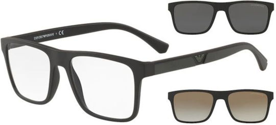 Emporio Armani Мъжки Пластмасов Рамка за Очила с Clip On Черен EA4115 58531W