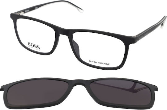 Boss Men's Acetate Prescription Eyeglass Frame with Black Clip-On BOSS1150/CS 003IR