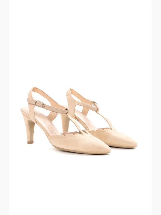 Wonders Leder Pumps mit Riemchen Beige