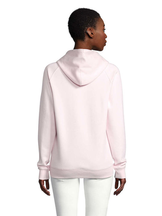 Unisex Sweatshirt with hood with "Music" design in light pink color