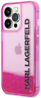 Karl Lagerfeld Liquid Glitter Elong Umschlag Rückseite Silikon Rosa (iPhone 14 Pro Max) KLHCP14XLCKVF