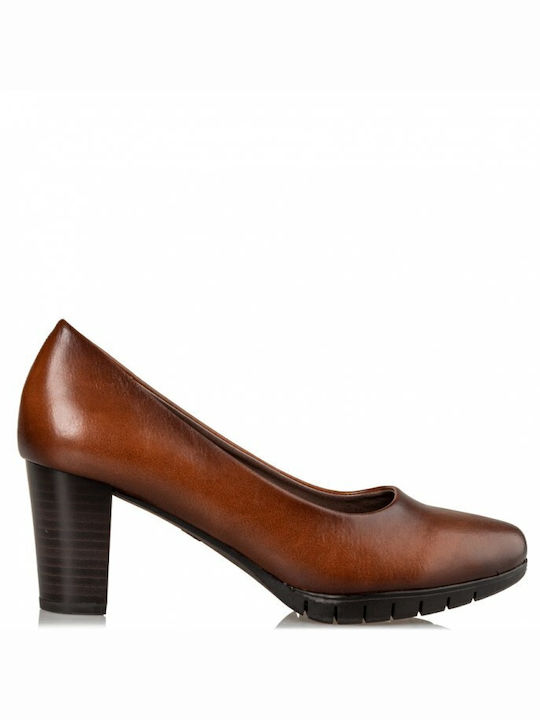 Envie Shoes Leather Tabac Brown Medium Heels