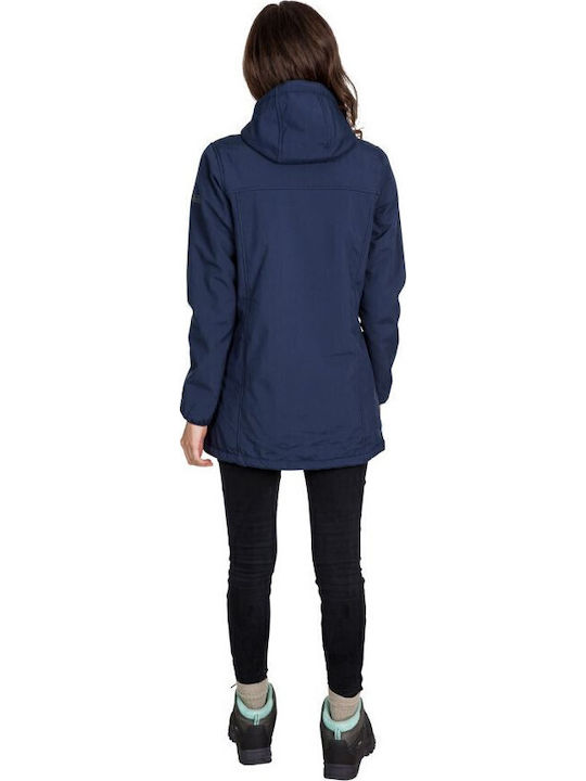 Kristen Women's Long Parka Softshell Jacket Waterproof and Windproof for Winter Navy Blue
