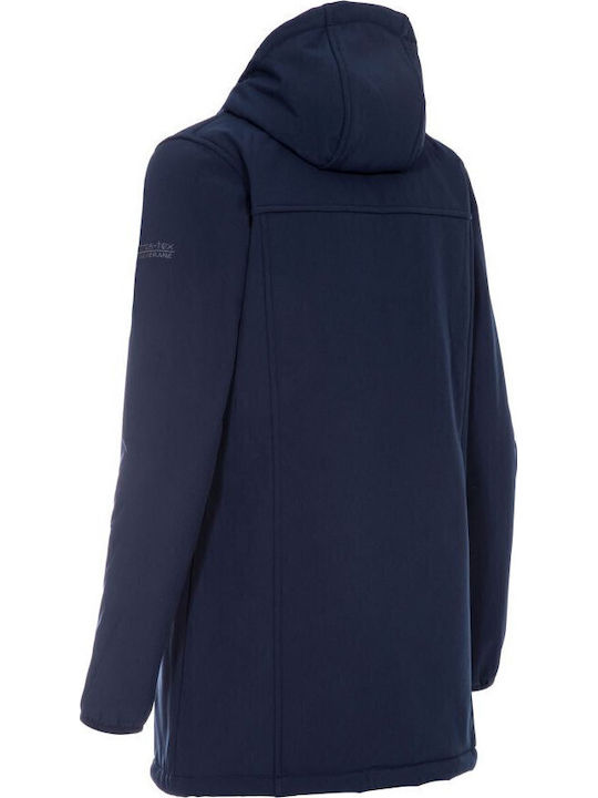 Kristen Women's Long Parka Softshell Jacket Waterproof and Windproof for Winter Navy Blue