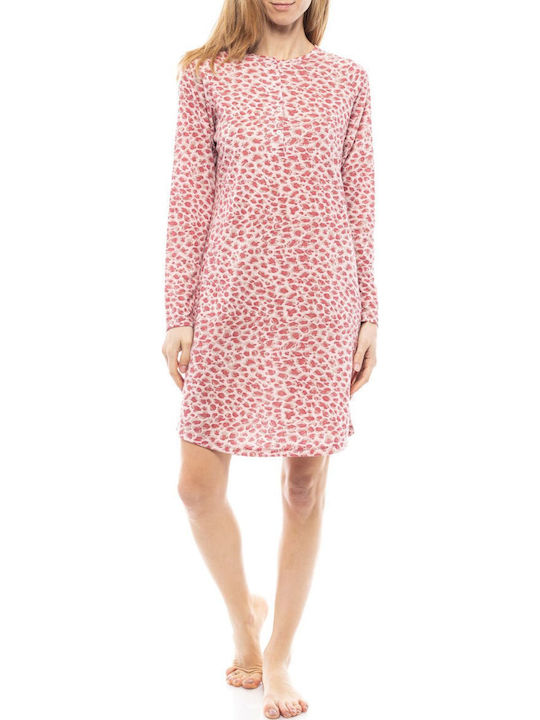 Pink Label Winter Damen Nachthemd Rosa