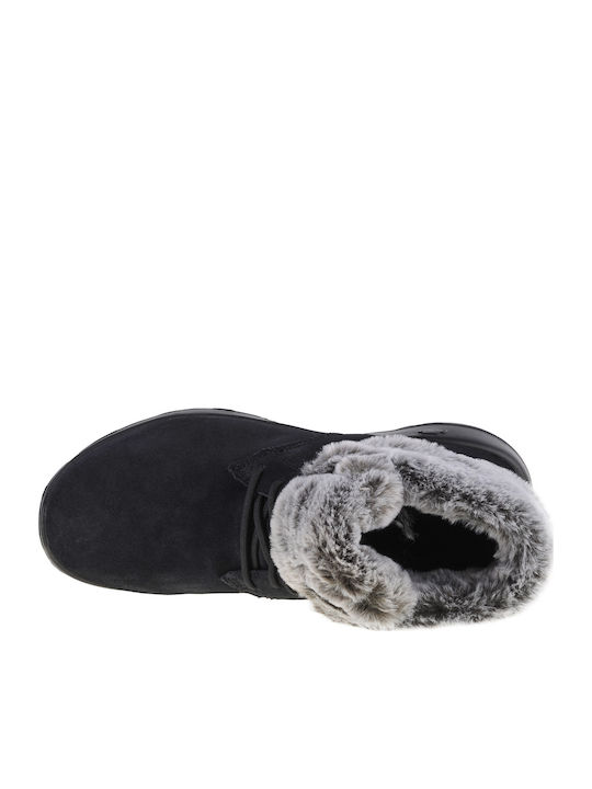 On The Go JoyPlush Dreams Suede Women's Ankle Boots with Fur Black