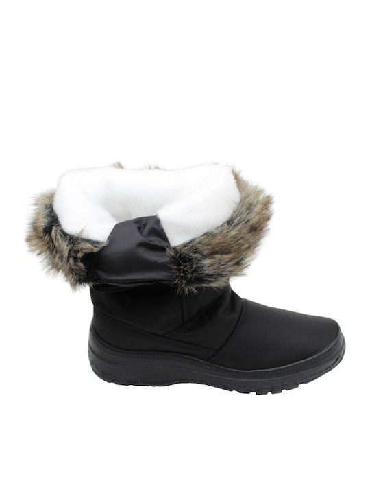 Anatomic Synthetic Leather Snow Boots with Fur Antartica Black