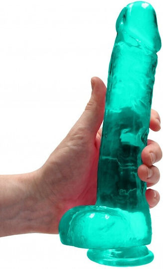 Shots Real Rock Crystal Clear Dildo With Balls Реалистично дилдо с Топки и Вендуза Green 23см