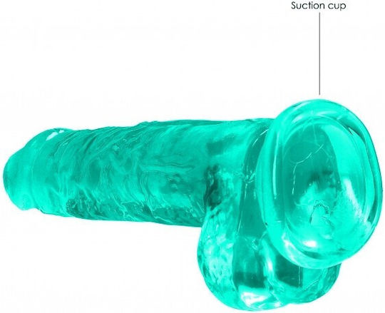 Shots Real Rock Crystal Clear Dildo With Balls Реалистично дилдо с Топки и Вендуза Green 20см