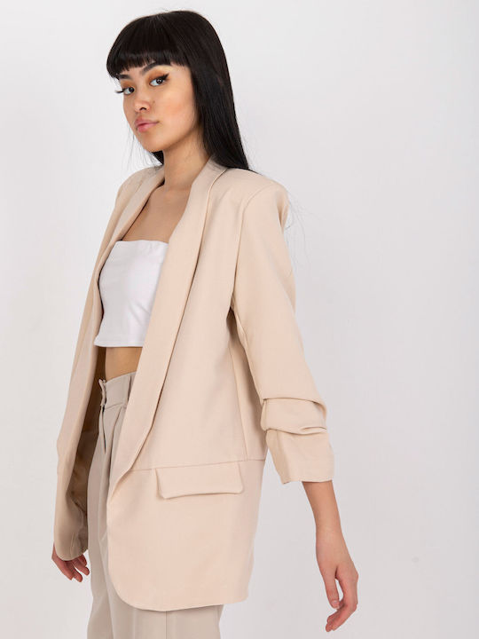 Italy Moda Lang Damen Blazer Light Beige