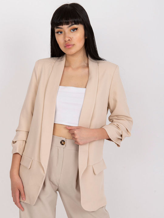 Italy Moda Lang Damen Blazer Light Beige