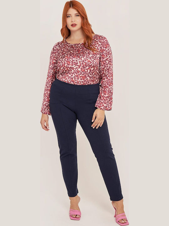 Women's Fabric Trousers Navy Blue