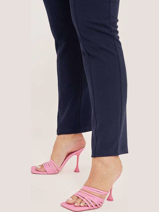 Women's Fabric Trousers Navy Blue