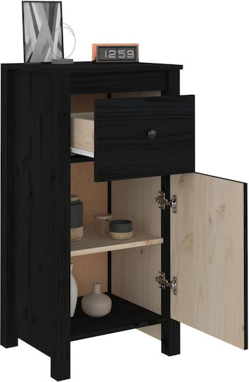 vidaXL Wohnzimmer Vitrine aus Massivholz Schwarz 40x35x80cm