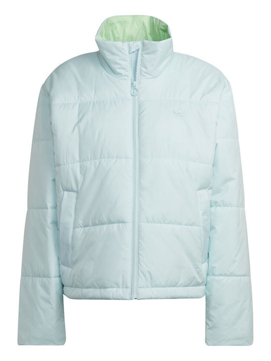 Kurz Damen Puffer Jacke für Winter Hellblau