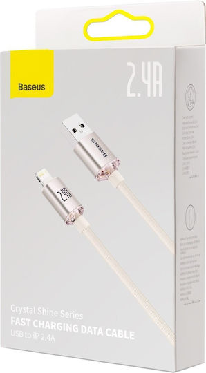 Baseus Crystal Shine Braided USB to Lightning Cable Ροζ 2m (CAJY001204)