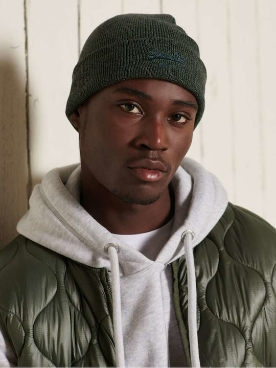 Vintage Logo Classic Beanie Ανδρικός Σκούφος Πλεκτός σε Χακί χρώμα
