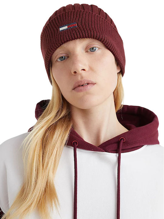 Tommy Hilfiger Ribbed Beanie Cap Burgundy