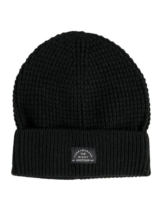 Beanie Unisex Σκούφος με Rib Πλέξη σε Μαύρο χρώμα