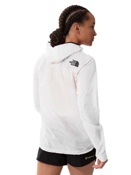 The North Face Flight Series Lightriser Women's Running Short Sports Jacket Waterproof and Windproof for Spring or Autumn with Hood White