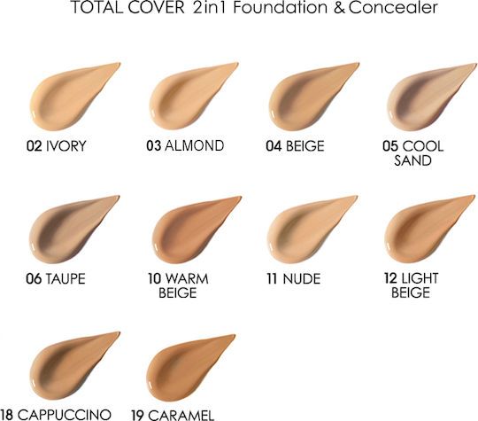 Golden Rose Total cover 2in1 Foundation & Concealer 18 Cappuccino 30ml