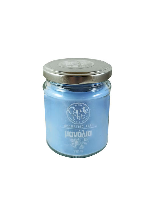 Candle n'Art Lumânare Aromată Borcan cu Aromă Cu uleiuri esențiale de magnolie Albastru 212gr 1buc