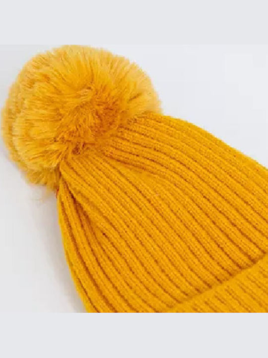 CP-01 Γυναικείος Pom Pom Beanie Σκούφος σε Κίτρινο χρώμα