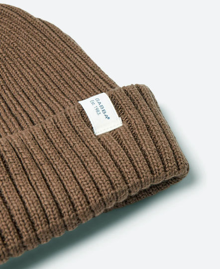 2200490001 Ribbed Beanie Cap Brown