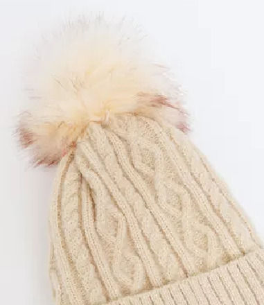 CP-03 Γυναικείος Pom Pom Beanie Σκούφος σε Μπεζ χρώμα