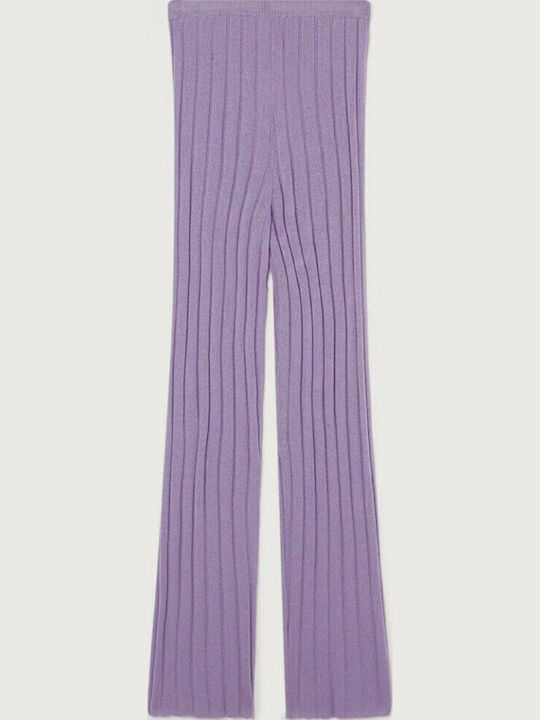 Glycine Dama Talie înaltă Tesatura Pantaloni cu Elastic Violet