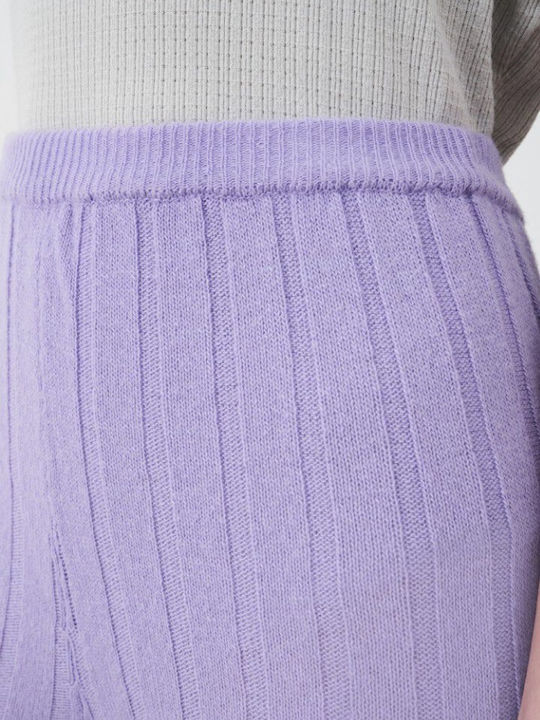Glycine Dama Talie înaltă Tesatura Pantaloni cu Elastic Violet
