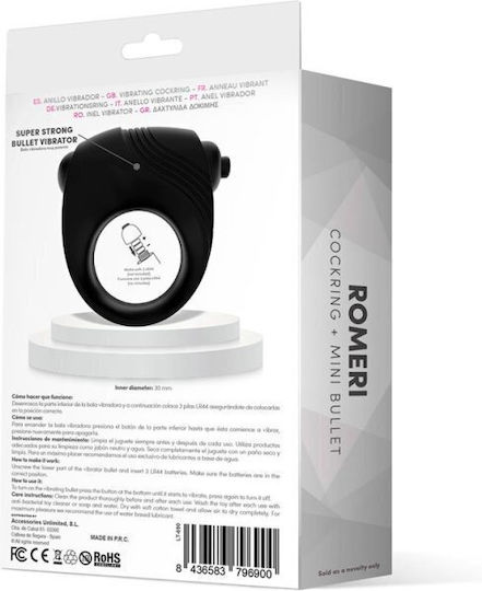 LateToBed Romeri Δονούμενο Δαχτυλίδι Πέους Σιλικόνης Black LT-690