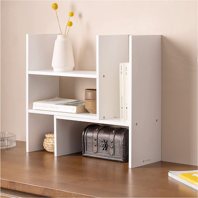 Οργανωτής Γραφείου από Ξύλο Desk Organizer Shelf Unit σε Λευκό χρώμα 40 x 15.5 x 51cm